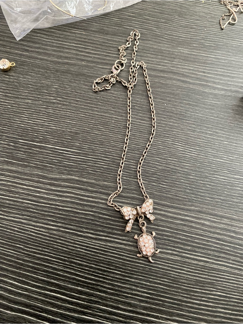 Women's Crystal Turtle Pendant Necklace silvertone